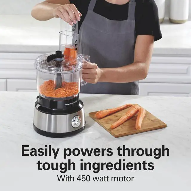 Alt view image 4 of 7 - Food Processor & Vegetable Chopper for Slicing, Shredding, Mincing, and Puree, 10 Cups + Easy Clean Bowl Scraper, Black and Stainless Steel