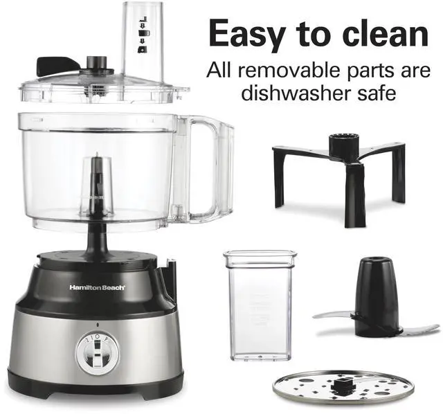Alt view image 7 of 7 - Food Processor & Vegetable Chopper for Slicing, Shredding, Mincing, and Puree, 10 Cups + Easy Clean Bowl Scraper, Black and Stainless Steel