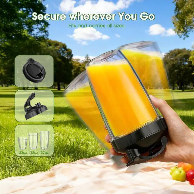 Alt view image 3 of 6 - Smoothie Blender Maker 25000RPM Personal Blender for Shakes and Smoothies with 37 32 23oz Portable Cups Countertop blenders for kitchen, Frozen Drinks, Milkshake, Juice, Ice Crushing, Nuts
