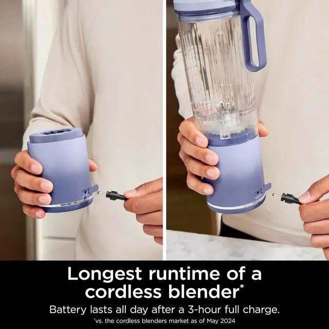Alt view image 2 of 7 - Blast Max, Portable Blender + Twist & Go, Personal Smoothie, Blend, Ice Crush, 3 Programs, Cordless, 22 oz removable Vessel, Dishwasher Safe, Leakproof, Lavender, BC251LD