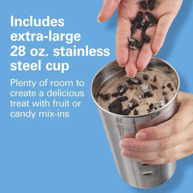 Alt view image 3 of 7 - DrinkMaster Electric Drink Mixer, Retro Milkshake Maker & Milk Frother, 2 Speeds, Extra-Large 28 oz. Stainless Steel Cup, Classic Chrome