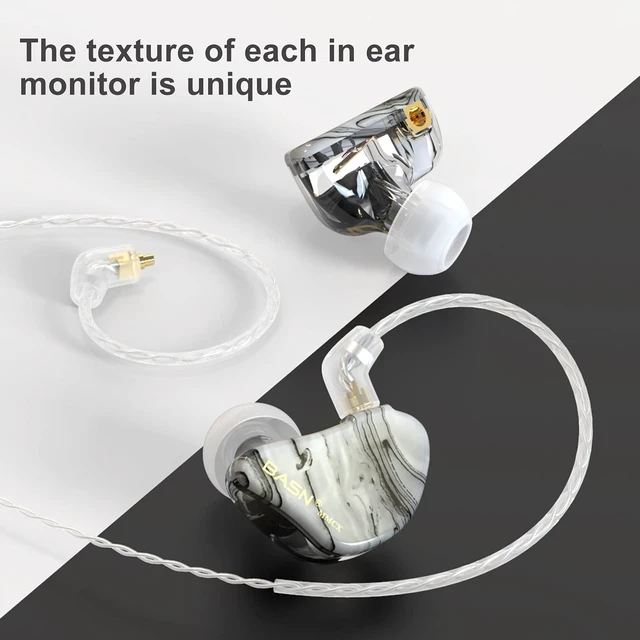 Alt view image 6 of 7 - MMCX in Ear Monitor,2DD+1BA Triple Driver Drummer IEM(Porcelain White) Noise-Isolating in Ear Headphones with Deep Bass, Two Detachable Cables, Comfort-fit IEM Earphone for Musicians, Audiophiles