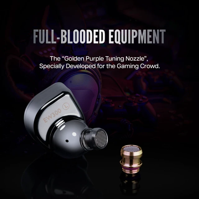 Alt view image 6 of 7 - SIMGOT EW300 1DD+1Planar+1PZT Hybrid Driver IEMs, HBB Edition HiFi Wired Earbuds, Gaming Earbuds with Detachable Nozzles, Silver-Plated OFC In Ear Monitor Cable for Audiophile Musician