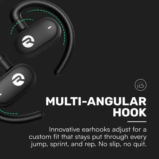 Alt view image 4 of 7 - Fitness Open Earbuds True Wireless Open Ear Bluetooth Headphones, Hook Design, IPX5 Water Resistant, 40 Hours of Battery Life (Black)