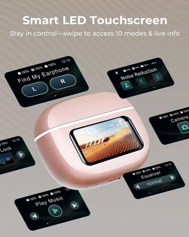 Alt view image 2 of 7 - Wireless Earbuds, Ear Buds Active Noise Cancelling with Charging Case, 6.0 Bluetooth Earbuds with AI Clear Calls, 40H Playtime for Sports & Working, Stereo Sound Headphones for iPhone/Android/iPad