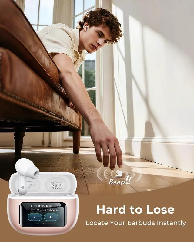 Alt view image 4 of 7 - Wireless Earbuds, Ear Buds Active Noise Cancelling with Charging Case, 6.0 Bluetooth Earbuds with AI Clear Calls, 40H Playtime for Sports & Working, Stereo Sound Headphones for iPhone/Android/iPad