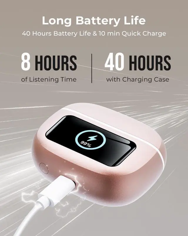 Alt view image 5 of 7 - Wireless Earbuds, Ear Buds Active Noise Cancelling with Charging Case, 6.0 Bluetooth Earbuds with AI Clear Calls, 40H Playtime for Sports & Working, Stereo Sound Headphones for iPhone/Android/iPad