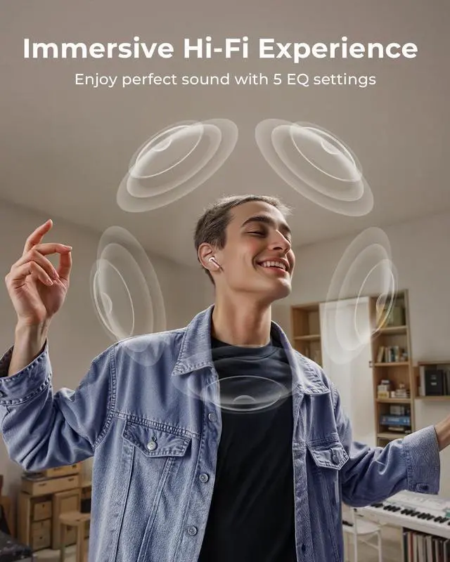 Alt view image 6 of 7 - Wireless Earbuds, Ear Buds Active Noise Cancelling with Charging Case, 6.0 Bluetooth Earbuds with AI Clear Calls, 40H Playtime for Sports & Working, Stereo Sound Headphones for iPhone/Android/iPad