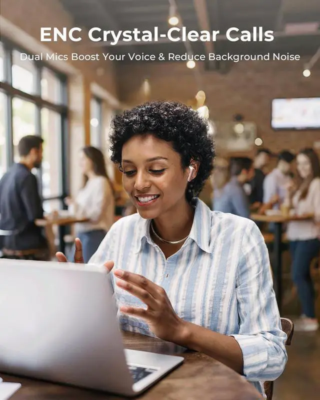 Alt view image 7 of 7 - Wireless Earbuds, Ear Buds Active Noise Cancelling with Charging Case, 6.0 Bluetooth Earbuds with AI Clear Calls, 40H Playtime for Sports & Working, Stereo Sound Headphones for iPhone/Android/iPad