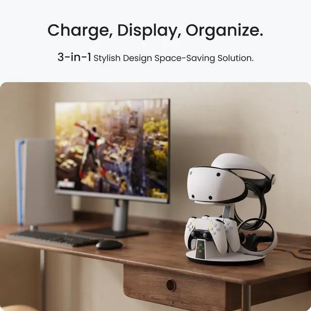 Alt view image 2 of 7 - D2 3-in-1 Controller Charging Station for PSVR2 and PS5