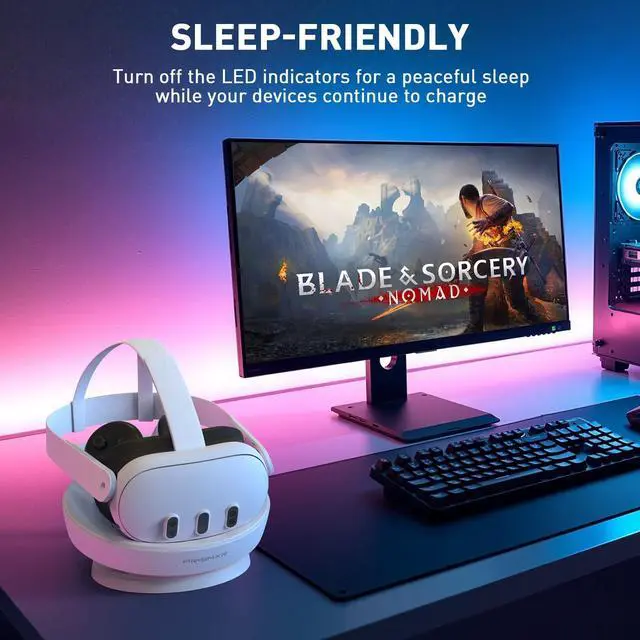 Alt view image 5 of 6 - Charging Dock Compatible with Meta Quest 3 Accessories Fast Charging Station for Quest3 and Controllers with 2 Rechargeable Batteries (Carina D1)