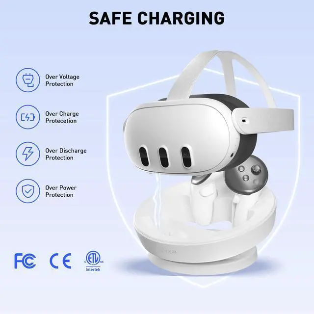 Alt view image 6 of 6 - Charging Dock Compatible with Meta Quest 3 Accessories Fast Charging Station for Quest3 and Controllers with 2 Rechargeable Batteries (Carina D1)