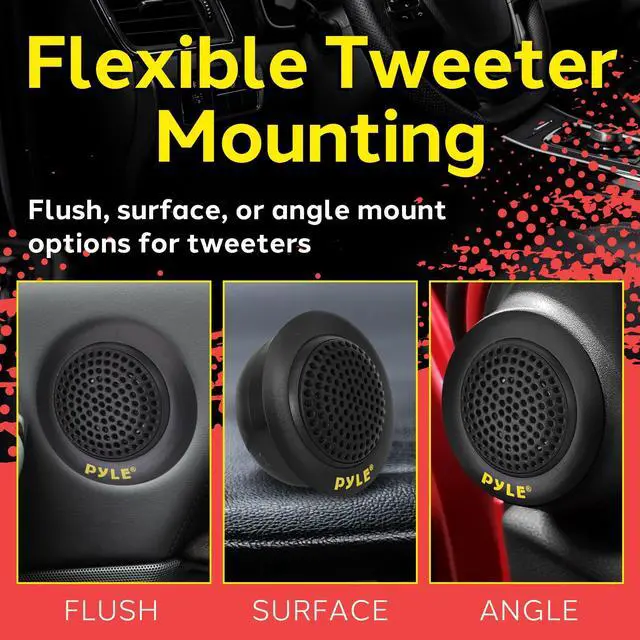 Alt view image 4 of 7 - 2 Way Custom Component Speaker System - 6.5 400 Watt, with Electroplated Plastic Basket, Butyl Rubber Surround & 40 Oz Magnet Structure - Wire Installation Hardware Set Included - PLG6C, Yellow