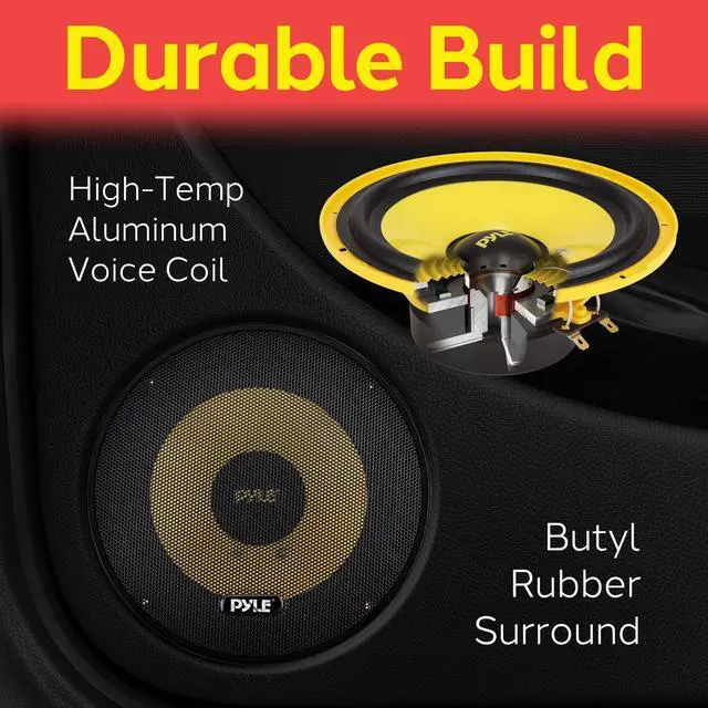 Alt view image 3 of 7 - 2 Way Custom Component Speaker System - 6.5 400 Watt, with Electroplated Plastic Basket, Butyl Rubber Surround & 40 Oz Magnet Structure - Wire Installation Hardware Set Included - PLG6C, Yellow