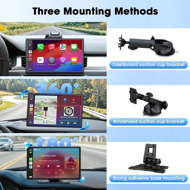 Alt view image 7 of 7 - Carplay Screen for Car, 9'' Wireless CarPlay & Android Auto- Upgrade Portable Touchscreen with Bluetooth, Mirror Link, Voice Control, Hands-Free Calling,Plug & Play Car Play Screen