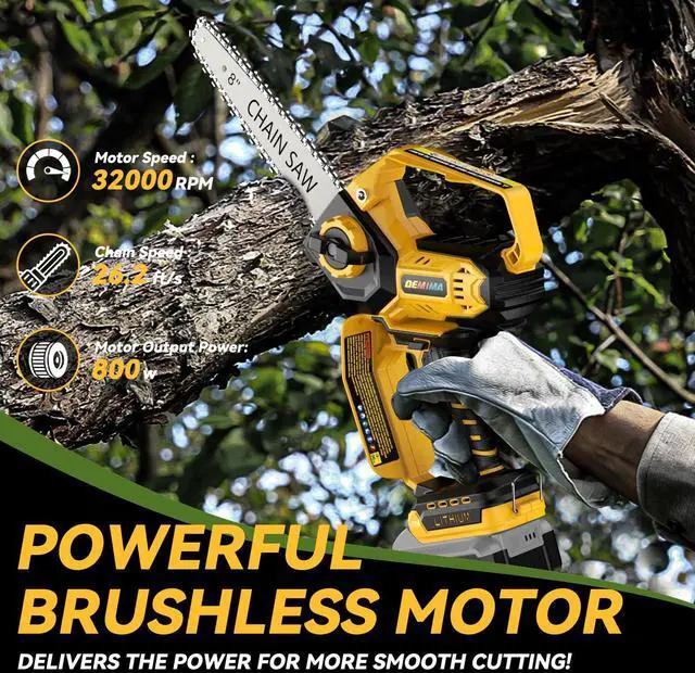 Alt view image 2 of 7 - Mini Chainsaw for Dewalt 20V Max Battery, 8-Inch and 6-Inch 2-IN-1 Cordless Electric Chain saw with Brushless Motor and Auto-Oiler, 800W Hand Mini Chainsaw for Tree Pruning Wood Cutting(No Battery)