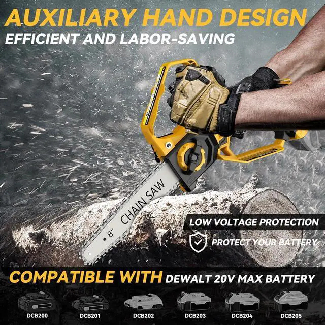 Alt view image 3 of 7 - Mini Chainsaw for Dewalt 20V Max Battery, 8-Inch and 6-Inch 2-IN-1 Cordless Electric Chain saw with Brushless Motor and Auto-Oiler, 800W Hand Mini Chainsaw for Tree Pruning Wood Cutting(No Battery)