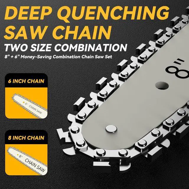 Alt view image 6 of 7 - Mini Chainsaw for Dewalt 20V Max Battery, 8-Inch and 6-Inch 2-IN-1 Cordless Electric Chain saw with Brushless Motor and Auto-Oiler, 800W Hand Mini Chainsaw for Tree Pruning Wood Cutting(No Battery)