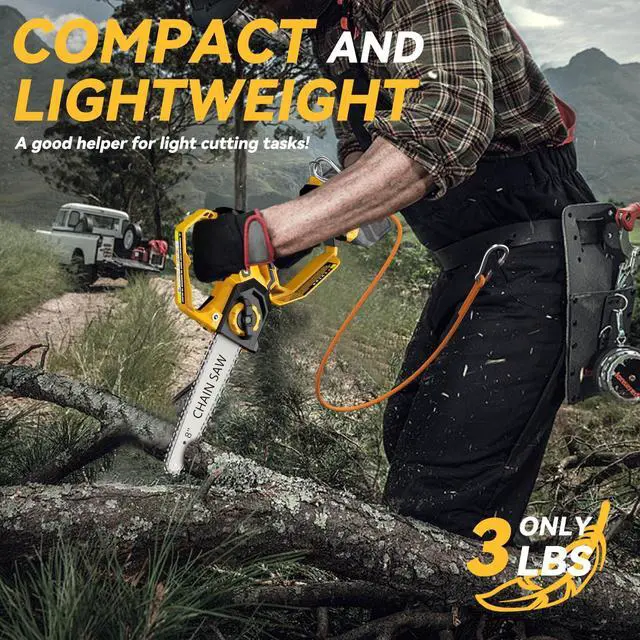 Alt view image 7 of 7 - Mini Chainsaw for Dewalt 20V Max Battery, 8-Inch and 6-Inch 2-IN-1 Cordless Electric Chain saw with Brushless Motor and Auto-Oiler, 800W Hand Mini Chainsaw for Tree Pruning Wood Cutting(No Battery)