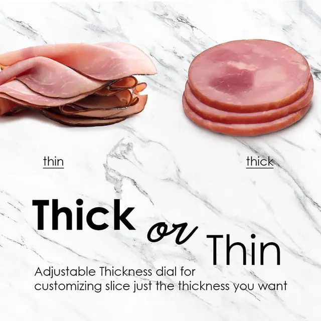 Alt view image 7 of 7 - EMT-625B Ultimate Precision Electric Deli Food Meat Slicer Removable Stainless Steel Blade, Adjustable Thickness, Ideal for Cold Cuts, Hard Cheese, Vegetables & Bread, 7.5, Black