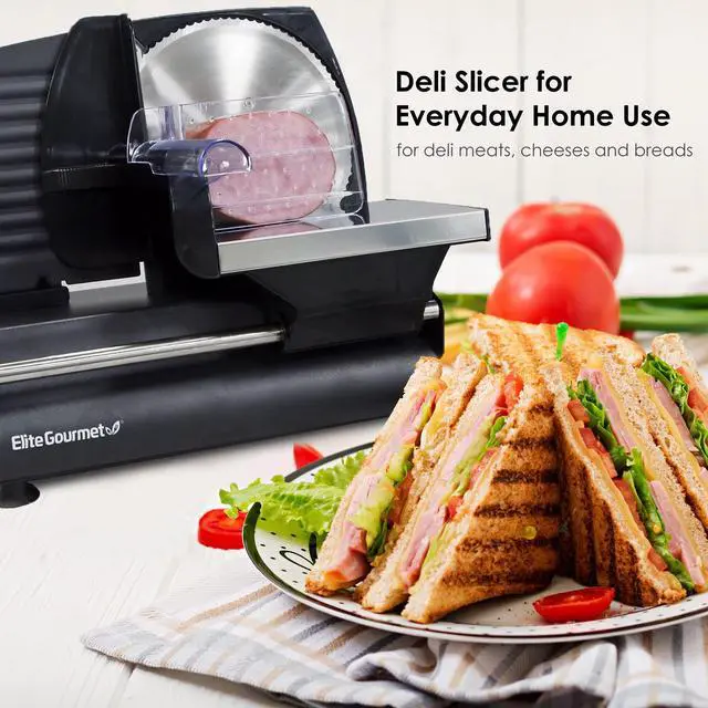 Alt view image 6 of 7 - EMT-625B Ultimate Precision Electric Deli Food Meat Slicer Removable Stainless Steel Blade, Adjustable Thickness, Ideal for Cold Cuts, Hard Cheese, Vegetables & Bread, 7.5, Black