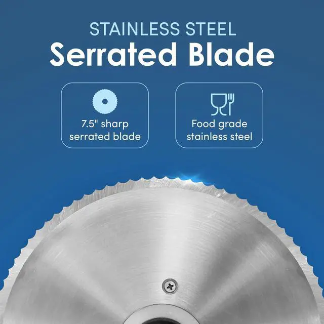 Alt view image 4 of 7 - EMT-625B Ultimate Precision Electric Deli Food Meat Slicer Removable Stainless Steel Blade, Adjustable Thickness, Ideal for Cold Cuts, Hard Cheese, Vegetables & Bread, 7.5, Black