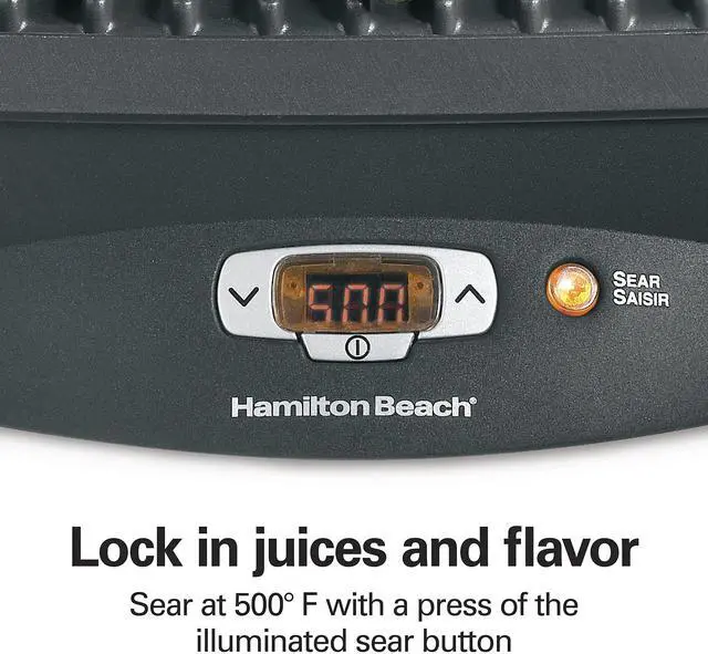 Alt view image 4 of 7 - Steak Lover's Electric Indoor Searing Grill, Nonstick 100 Square, Stainless Steel (25331), Black and Stainless, Medium