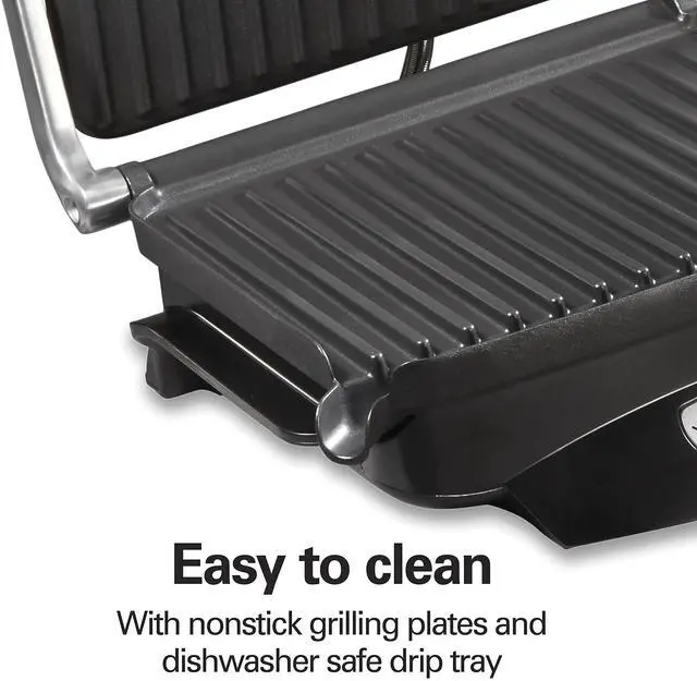 Alt view image 6 of 7 - Steak Lover's Electric Indoor Searing Grill, Nonstick 100 Square, Stainless Steel (25331), Black and Stainless, Medium