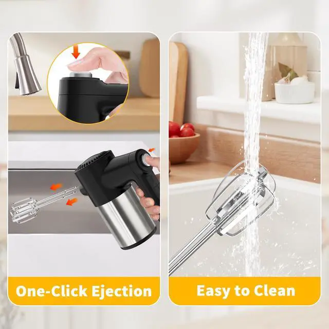 Alt view image 5 of 7 - Cordless Hand Mixer, Digital Display 7 Speed Rechargeable Electric Mixer Handheld with 6 Stainless Steel Attachments Whisks Beaters Dough Hooks & Storage Base, Kitchen Blender for Baking, Eggs, Cakes