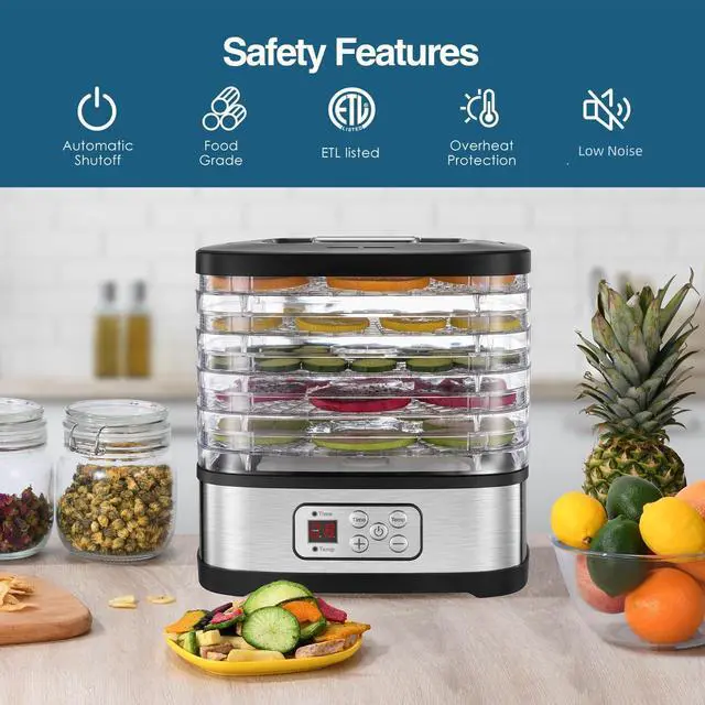 Alt view image 6 of 7 - Food Dehydrator Machine Adjustable Temperature & 72H Timer, 5-Tray Dehydrators for Food and Jerky, Fruit, Dog Treats, Herbs, Snacks, LED Display, 240W Electric Food Dryer, Recipe Book