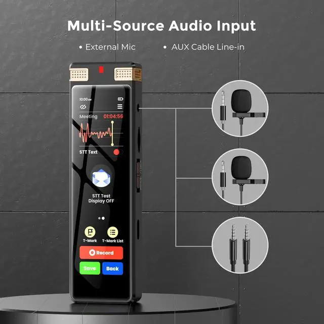 Alt view image 5 of 7 - 136GB AI Voice Recorder, Digital Voice Recorder with Playback, Offline Transcribe and Online Summarize/Mindmap/Translation Base on AI Technology, Voice Activated Audio Recorder (Gold)