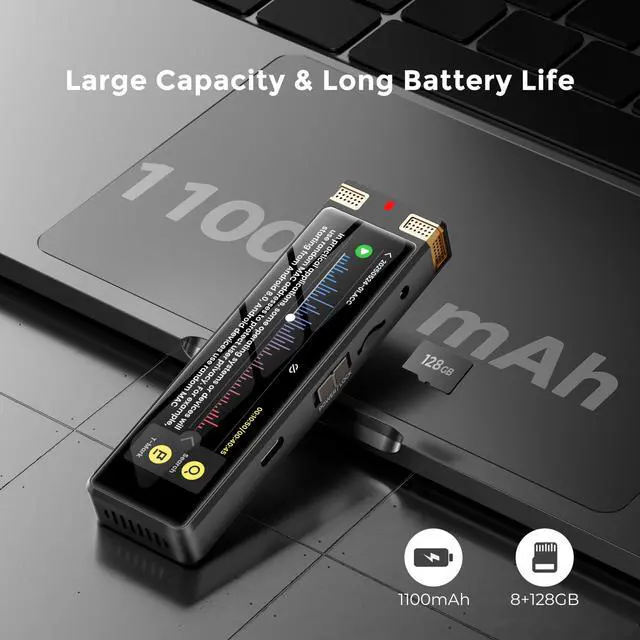 Alt view image 7 of 7 - 136GB AI Voice Recorder, Digital Voice Recorder with Playback, Offline Transcribe and Online Summarize/Mindmap/Translation Base on AI Technology, Voice Activated Audio Recorder (Gold)