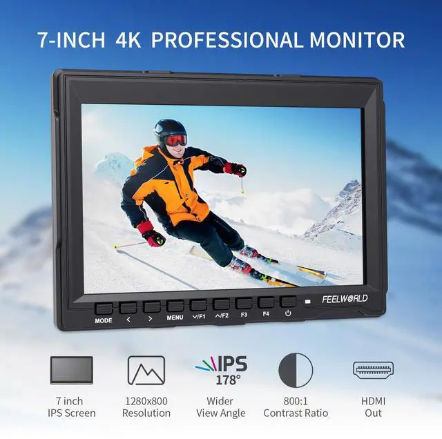 Alt view image 2 of 7 - FW759 7 Inch DSLR Camera Field Monitor HD Video Assist Slim IPS 1280x800 4K HDMI 1080p with Sunshade