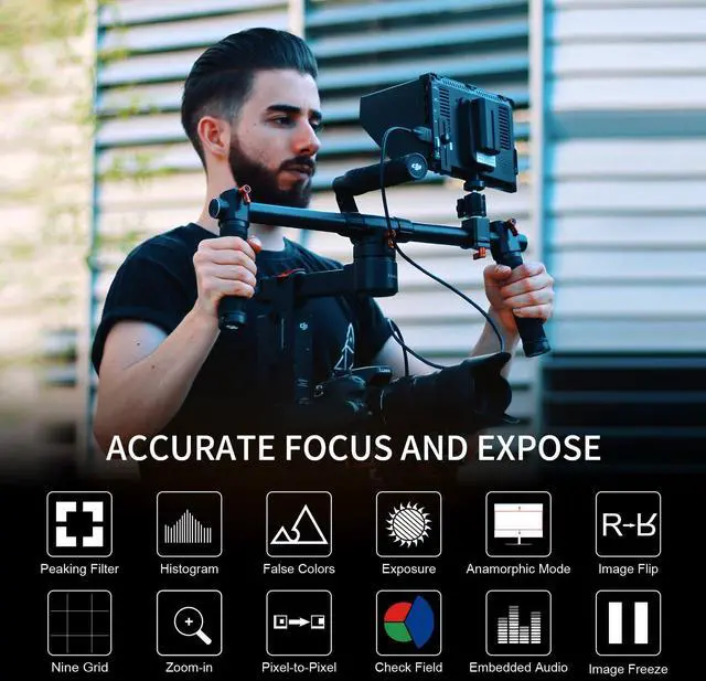 Alt view image 3 of 7 - FW759 7 Inch DSLR Camera Field Monitor HD Video Assist Slim IPS 1280x800 4K HDMI 1080p with Sunshade