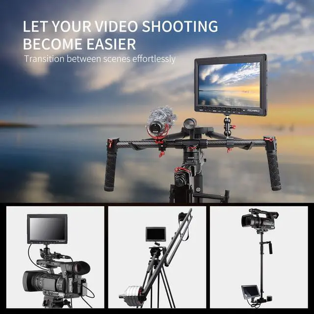 Alt view image 6 of 7 - FW759 7 Inch DSLR Camera Field Monitor HD Video Assist Slim IPS 1280x800 4K HDMI 1080p with Sunshade