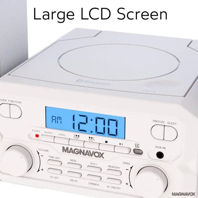 Alt view image 2 of 4 - MM435M-WH 3-Piece Compact CD Shelf System with Digital FM Stereo Radio, Bluetooth Wireless Technology, and Remote Control in White | LCD Display | AUX Port Compatible | 2022 Version |