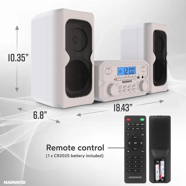 Alt view image 3 of 4 - MM435M-WH 3-Piece Compact CD Shelf System with Digital FM Stereo Radio, Bluetooth Wireless Technology, and Remote Control in White | LCD Display | AUX Port Compatible | 2022 Version |