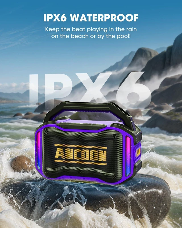 Alt view image 3 of 7 - Speakers Bluetooth Wireless: 80W(Peak) Loud Speaker with Bass, 20H Playtime, IPX6 Waterproof, Large Jobsite Speakers for Work, Outdoor, Workshop, Garage, Portable Speaker with TWS (Purple)