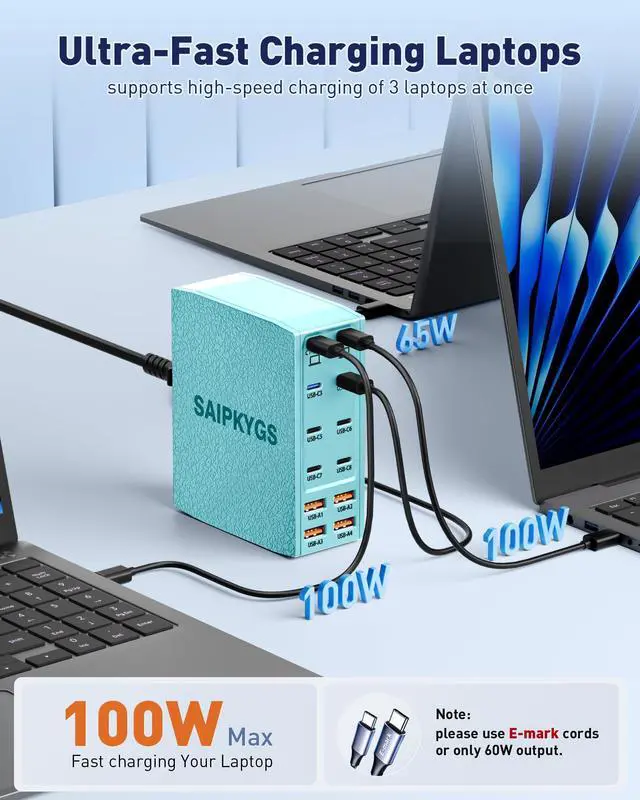 Alt view image 3 of 6 - Charging Station (600W),12-Port USB C Charger Block with Dual 100W PD USB-C Fast Charging Station Hub for MacBook Pro/Air/All iPad Phone 17/16 15/14/13/Pro Max/Samsung Galaxy Note(Green)