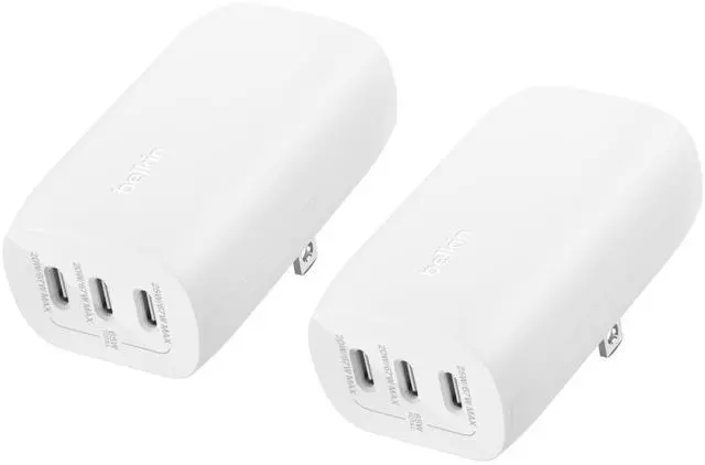 Main image of 3-Port USB C Charger Block 67W - PPS USB-C PD3.1 PPS Super Fast Charging - Samsung Galaxy S25, Apple iPhone 17, Air, Pro, MacBook, AirPods, Apple Watch, Nintendo Switch 2 & More - White, 2-Pack