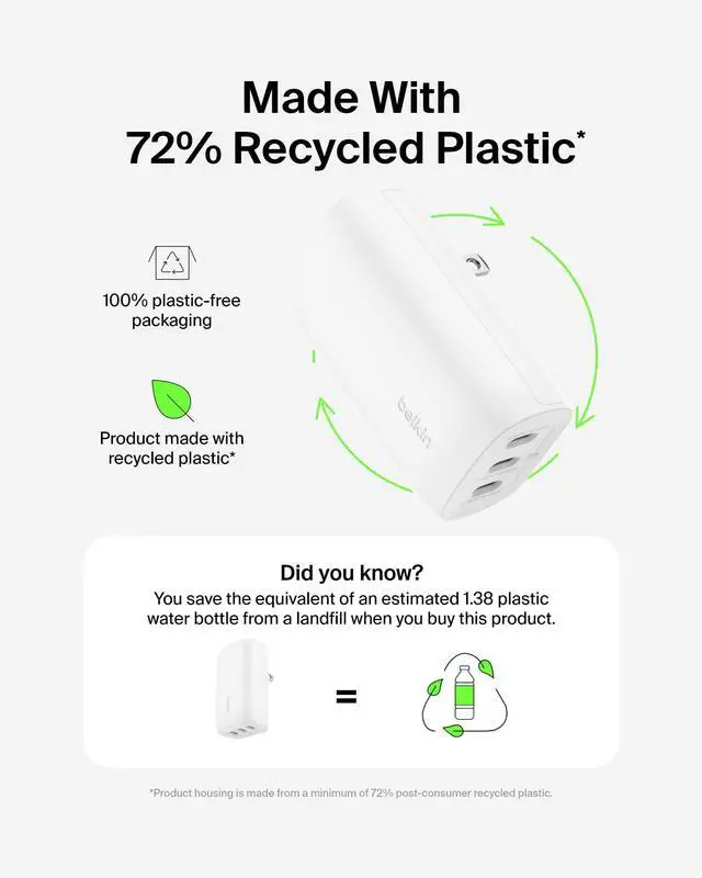 Alt view image 5 of 5 - 3-Port USB C Charger Block 67W - PPS USB-C PD3.1 PPS Super Fast Charging - Samsung Galaxy S25, Apple iPhone 17, Air, Pro, MacBook, AirPods, Apple Watch, Nintendo Switch 2 & More - White, 2-Pack