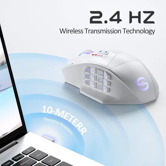 Alt view image 3 of 6 - Venus Pro Wireless MMO Gaming Mouse, 16,000 DPI Optical Sensor, 2.4 GHz Transmission Technology, Ergonomic Design, 16M Chroma RGB Lighting, 16 Programmable Buttons, Up to 70H