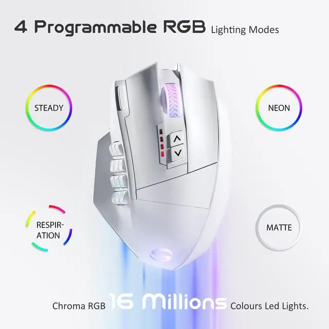 Alt view image 6 of 6 - Venus Pro Wireless MMO Gaming Mouse, 16,000 DPI Optical Sensor, 2.4 GHz Transmission Technology, Ergonomic Design, 16M Chroma RGB Lighting, 16 Programmable Buttons, Up to 70H