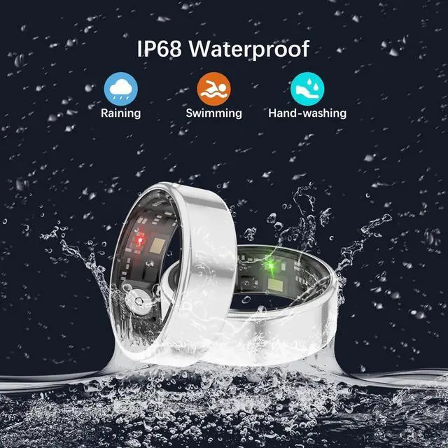 Alt view image 6 of 7 - Smart Rings for Women Men, Fitness Ring with Heart Rate, Blood Oxygen, HRV, Pressure, Sleep Tracker, Step Tracker, No Subscription Fee, IP68 Waterproof Smart Ring for iPhone & Android (Silver 13#)