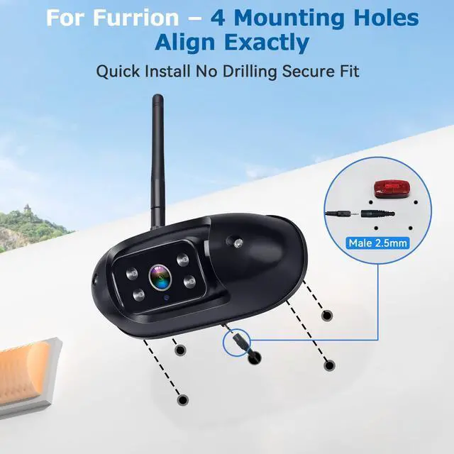 Alt view image 2 of 7 - RV Backup Camera with AI Detection: Wireless Backup Camera for Furrion 7-Inch Monitor,HD 1080P,Loop Recording, Night Vision, Easy Install, 4-Channel