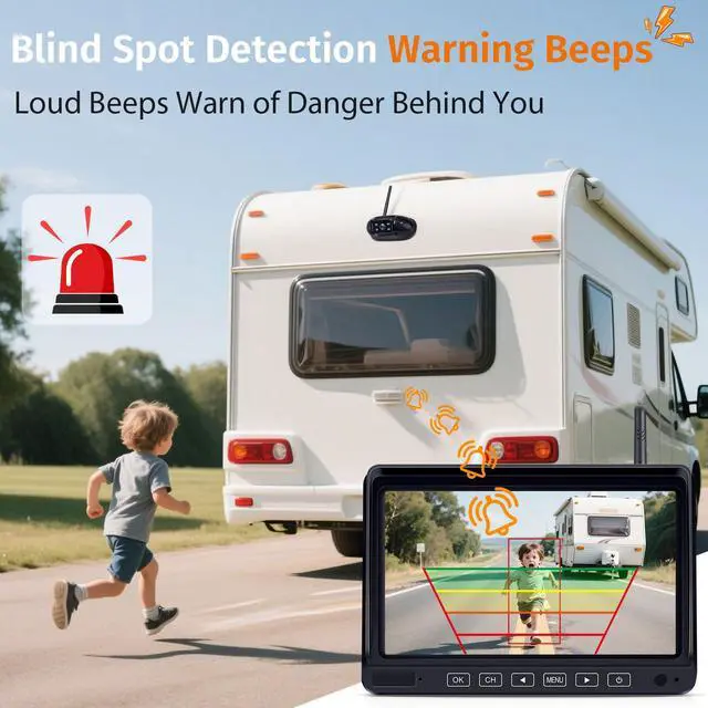 Alt view image 3 of 7 - RV Backup Camera with AI Detection: Wireless Backup Camera for Furrion 7-Inch Monitor,HD 1080P,Loop Recording, Night Vision, Easy Install, 4-Channel