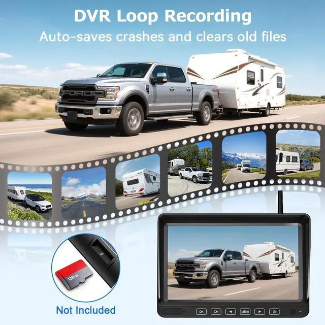 Alt view image 6 of 7 - RV Backup Camera with AI Detection: Wireless Backup Camera for Furrion 7-Inch Monitor,HD 1080P,Loop Recording, Night Vision, Easy Install, 4-Channel