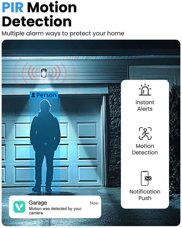 Alt view image 4 of 7 - 2K Security Cameras Wireless Outdoor, 2 Pack Battery Powered WiFi Cameras for Home Security with AI Motion Detection, Color Night Vision, Siren Alarm, 2-Way Talk, IP66 Waterproof, Cloud/SD Storage