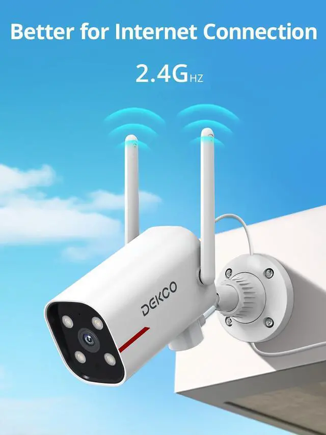 Alt view image 6 of 6 - 2 Pack Outdoor Security Camera with 2K Color Night Vision, Pan Rotating 180° Wired WiFi Camera Support 24/7 Recording, 2.4GHz WiFi, AI Human Auto Tracking, Work with Alexa/Google Assistant