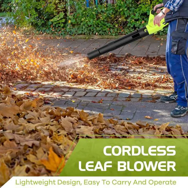 Alt view image 2 of 7 - Leaf Blower, Electric Cordless Leaf Blower with 2 Batteries and Charger, 2 Speed Mode, Lightweight Cordless Blower for Blowing Leaves, Patio Cleaning, Blowers for Lawn Care and Dust